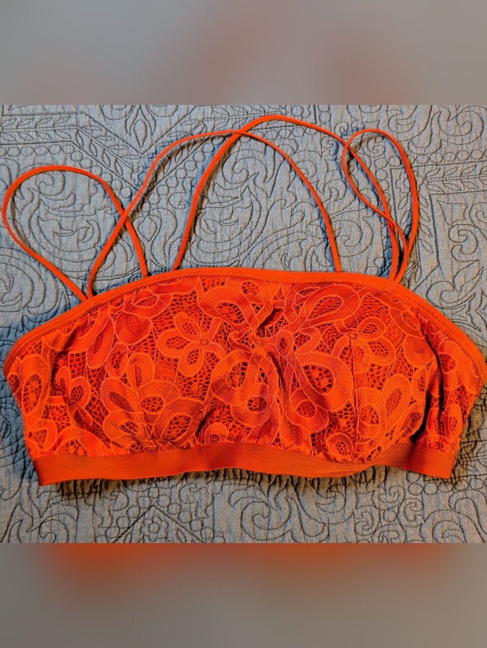 Burnt Orange Lace Bralette‎ Gilly Hicks Medium Floral Lace Strappy Crop Cami...